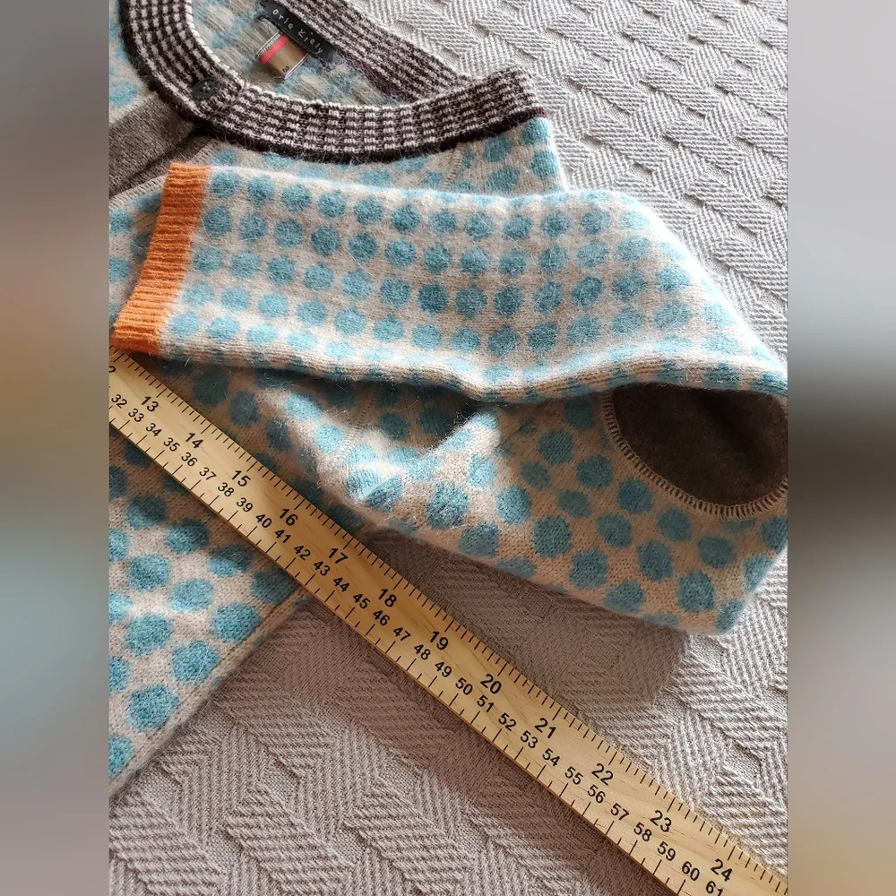 Orla Kiely Y2K Retro Polka Dot Lambswool Angora Cardigan - Picture 6 of 12
